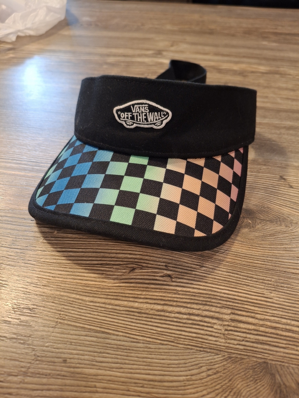 Vans Black Visor with Gradient Checkerboard Brim